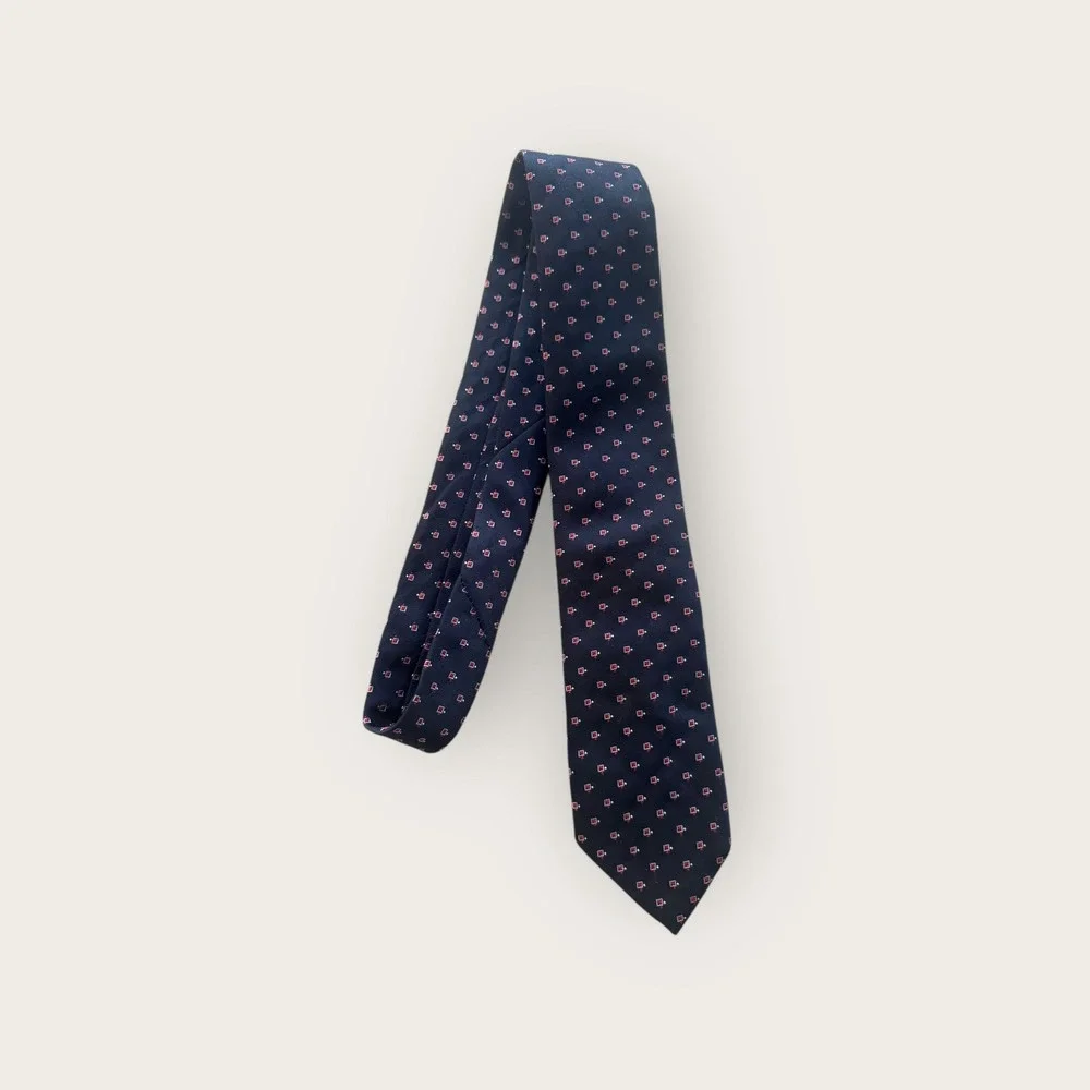 Royal‎ Knight Men's Necktie Black with Red Squares Patterned Business
